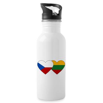 République tchèque Lituanie Drapeau Coeur - Gourde avec paille intégrée - blanc - Droite