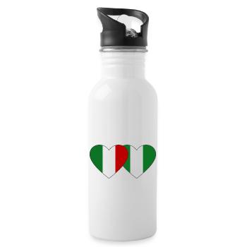 Italie Nigeria Drapeau Coeur - Gourde avec paille intégrée - blanc - Droite