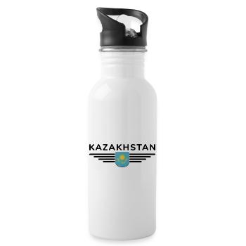 Kazakhstan Design – Steppe et tradition - Gourde avec paille intégrée - blanc - Droite