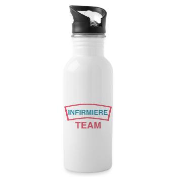 Team infirmiere - Gourde avec paille intégrée - blanc - Droite