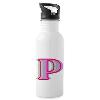 Mehrfarbiger Buchstabe p - Trinkflasche mit integriertem Trinkhalm - Weiß - Rechts