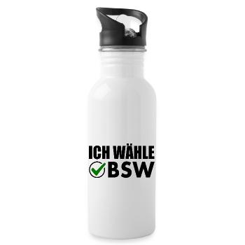 ich wähle bsw - Trinkflasche mit integriertem Trinkhalm - Weiß - Rechts