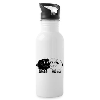 Zwei Schafe Freunde Pärchen 2 Team Crew Klein Baby - Trinkflasche mit integriertem Trinkhalm - Weiß - Rechts