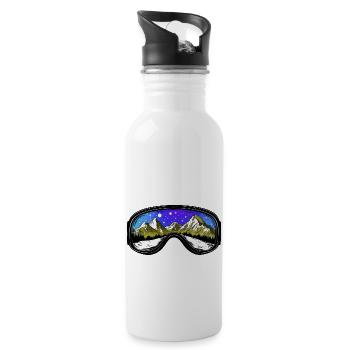Ski Brille Berge Symbol - Trinkflasche mit integriertem Trinkhalm - Weiß - Rechts