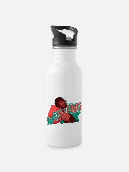 Wrestling-Kampf - Trinkflasche mit integriertem Trinkhalm - Weiß