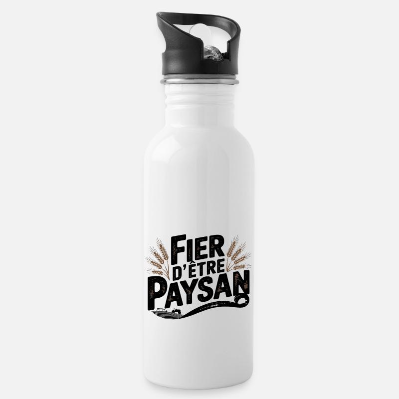 Fier d'être Paysan - Gourde avec paille intégrée - blanc
