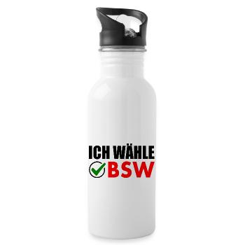 ich wähle bsw - Trinkflasche mit integriertem Trinkhalm - Weiß - Rechts