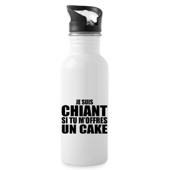 Mann, der anbetet: Kuchen. Lustiger Design-Humor - Trinkflasche mit integriertem Trinkhalm - Weiß - Rechts