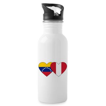 Venezuela Peru Flagge Hände Herzform - Trinkflasche mit integriertem Trinkhalm - Weiß - Rechts