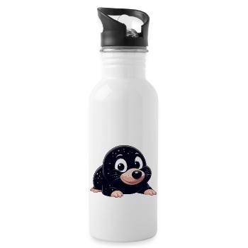 Maulwurf süß - Trinkflasche mit integriertem Trinkhalm - Weiß - Rechts