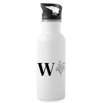 Minimalistisches Blumen-Lette - Trinkflasche mit integriertem Trinkhalm - Weiß - Rechts