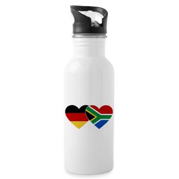 Allemagne Afrique du Sud Drapeau Mains Coeur Forme - Gourde avec paille intégrée - blanc - Droite