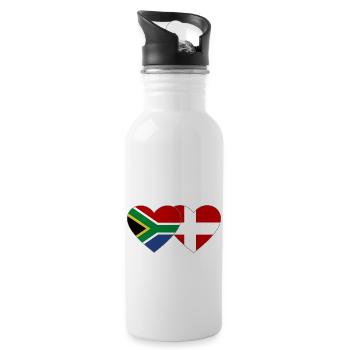 Afrique du Sud Danemark drapeau coeur forme - Gourde avec paille intégrée - blanc - Droite