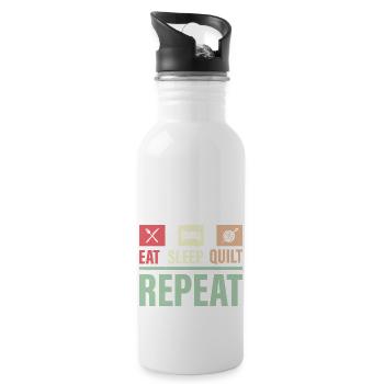 Eat Sleep Quilt Repeat Quilter Quilting Sewing - Water bottle with straw - white - Right