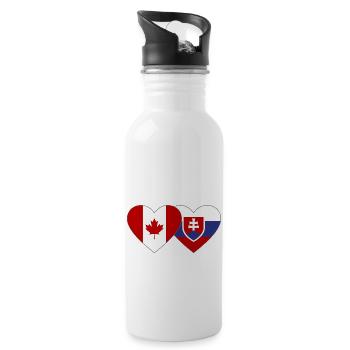 Kanada Slowakei Flagge Herz - Trinkflasche mit integriertem Trinkhalm - Weiß - Rechts