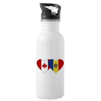 Kanada Moldau Flagge Herz - Trinkflasche mit integriertem Trinkhalm - Weiß - Rechts