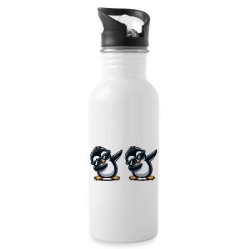 pinguin dabbing 2 - Trinkflasche mit integriertem Trinkhalm - Weiß - Rechts