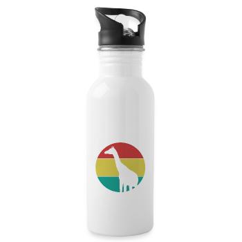 Giraffe in a colored circle - Water bottle with straw - white - Right