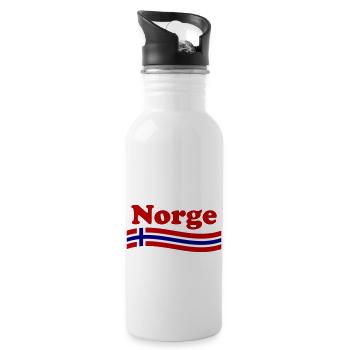 Norway Flag Norge - Water bottle with straw - white - Right