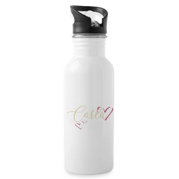 Carla Surname First name Calligraphy Heart - Water bottle with straw - white - Right