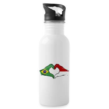 Brésil Monaco Drapeau Forme de Main Forme Coeur Utilisé - Gourde avec paille intégrée - blanc - Droite