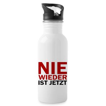 Never again is now - nie wieder ist jetzt - Trinkflasche mit integriertem Trinkhalm - Weiß - Rechts