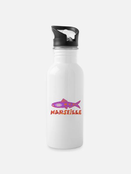 Sardine Marseillaise - Gourde avec paille intégrée - blanc