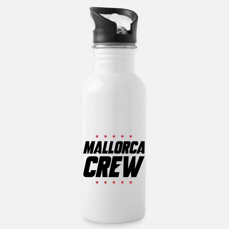 Mallorca Crew - Trinkflasche mit integriertem Trinkhalm - Weiß