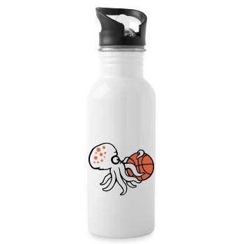 Octopus basket-ball jouant au ballon tenant le passe-temps sportif - Gourde avec paille intégrée - blanc - Droite