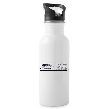 My Silence, Kleidungsdesign - Trinkflasche mit integriertem Trinkhalm - Weiß - Rechts