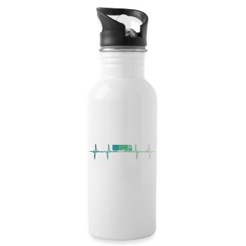 Truck Heartbeat Truck Fahrer Geschenk - Trinkflasche mit integriertem Trinkhalm - Weiß - Rechts