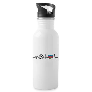 Azerbaijan Football Heartbeat Azerbaijan - Water bottle with straw - white - Right