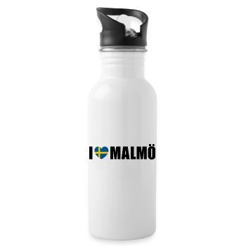 J’adore Malmö, la Suède - Gourde avec paille intégrée - blanc - Droite