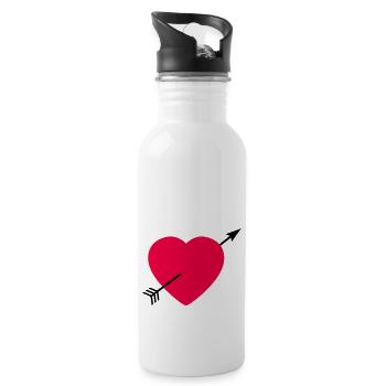 Heart round with arrow - Gourde avec paille intégrée - blanc - Droite
