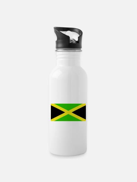 Jamaica flag - Water bottle with straw - white