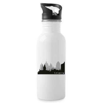 Leipzig Skyline - Trinkflasche mit integriertem Trinkhalm - Weiß - Rechts