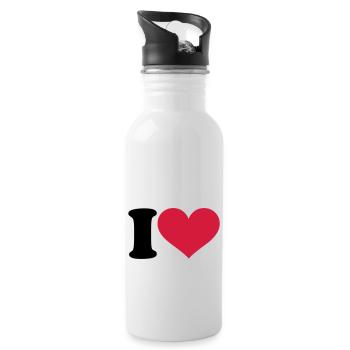 I - love - Water bottle with straw - white - Right