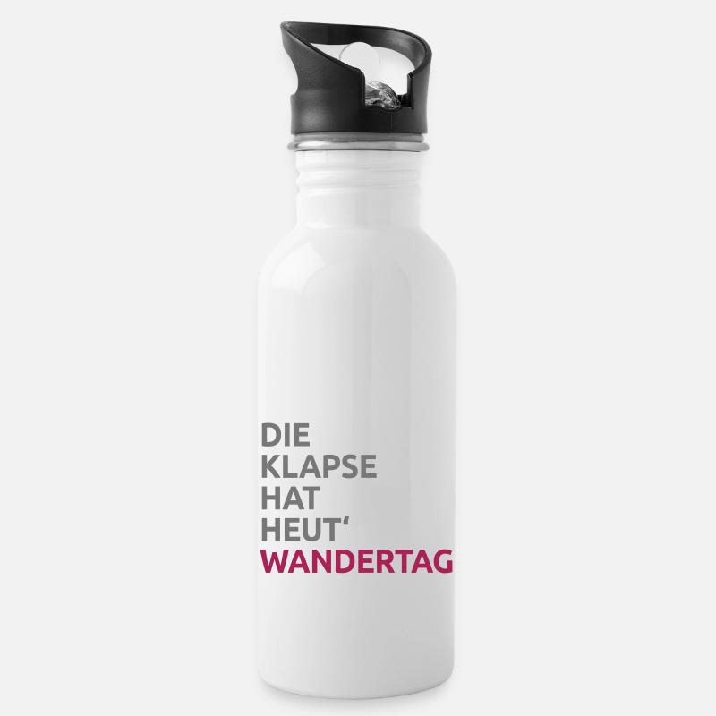 Die Klapse hat Wandertag - Trinkflasche mit integriertem Trinkhalm - Weiß