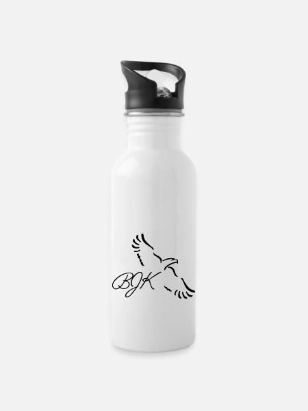 Besiktas Fan Logo / Emblem - Trinkflasche mit integriertem Trinkhalm - Weiß