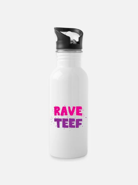 Rave teef - Water bottle with straw - white