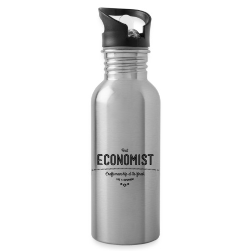 Bester Ökonom - wie ein Superheld - Trinkflasche mit integriertem Trinkhalm