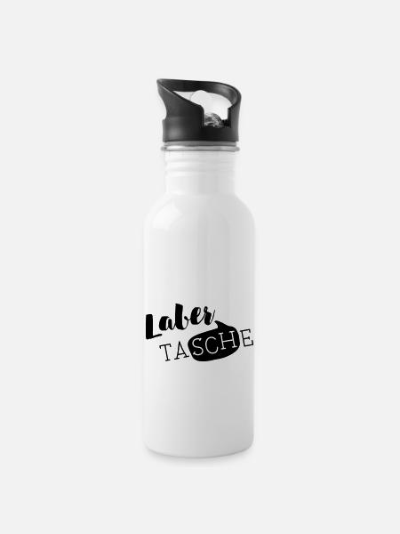 Die LABER TASCHE - Trinkflasche mit integriertem Trinkhalm - Weiß