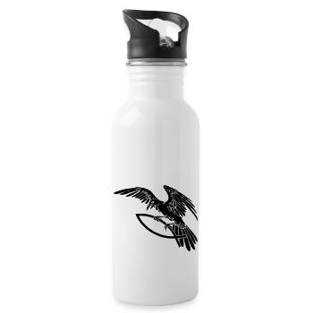 Rabe mit Fisch 02 (C1) - Trinkflasche mit integriertem Trinkhalm - Weiß - Rechts