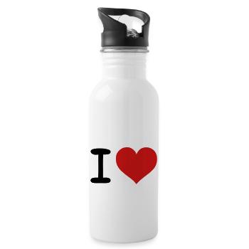 I HEART - Trinkflasche mit integriertem Trinkhalm - Weiß - Rechts