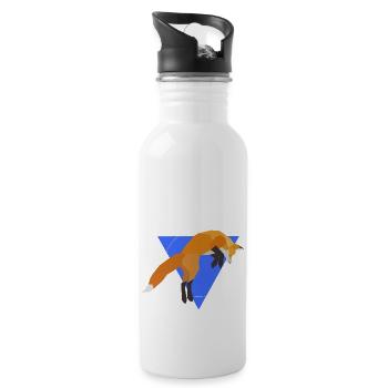 Geometric Fox Jumping - Water bottle with straw - white - Right