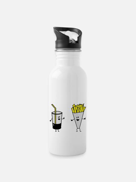 french fries drink - Trinkflasche mit integriertem Trinkhalm - Weiß