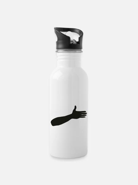 Hand Arm - Trinkflasche mit integriertem Trinkhalm - Weiß
