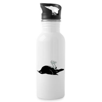 dead raven craven crow - Water bottle with straw - white - Right