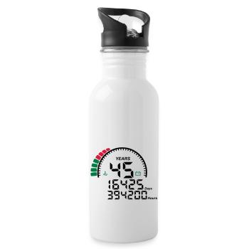 years 45 years anniversary meter - Water bottle with straw - white - Right