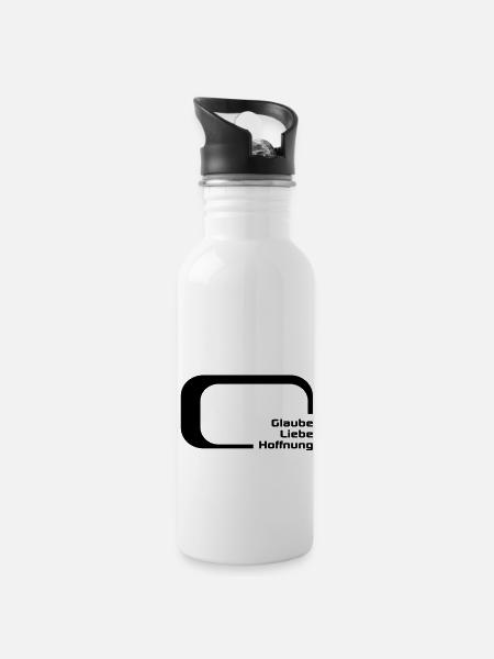 glaube liebe hoffnung - Trinkflasche mit integriertem Trinkhalm - Weiß